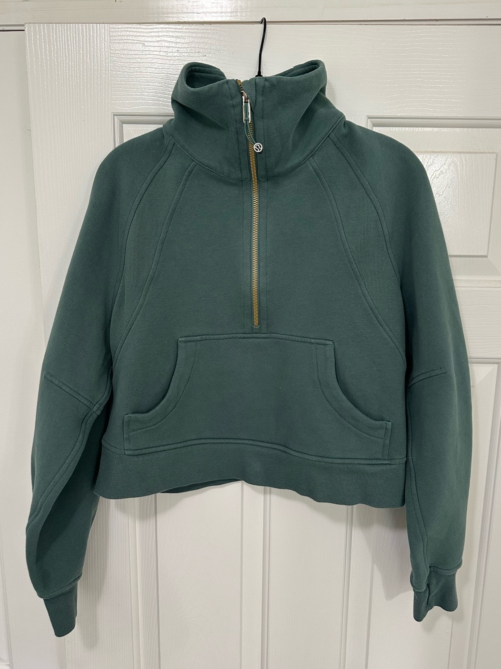 lululemon athletica Scuba Cropped Half-Zip Funnel Neck Sweatshirt in Green